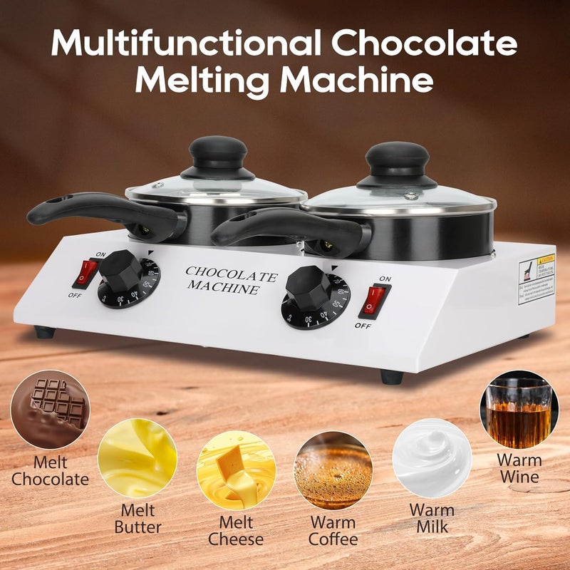 Magula Chocolate Melting Machine Electric Heating Chocolate Tempering Machine Melting Pot Fast and Even Melting Ideal Create for Chocolate,Candy,Butter Making Warming Coffee Milk Wine (Double) - Image 4
